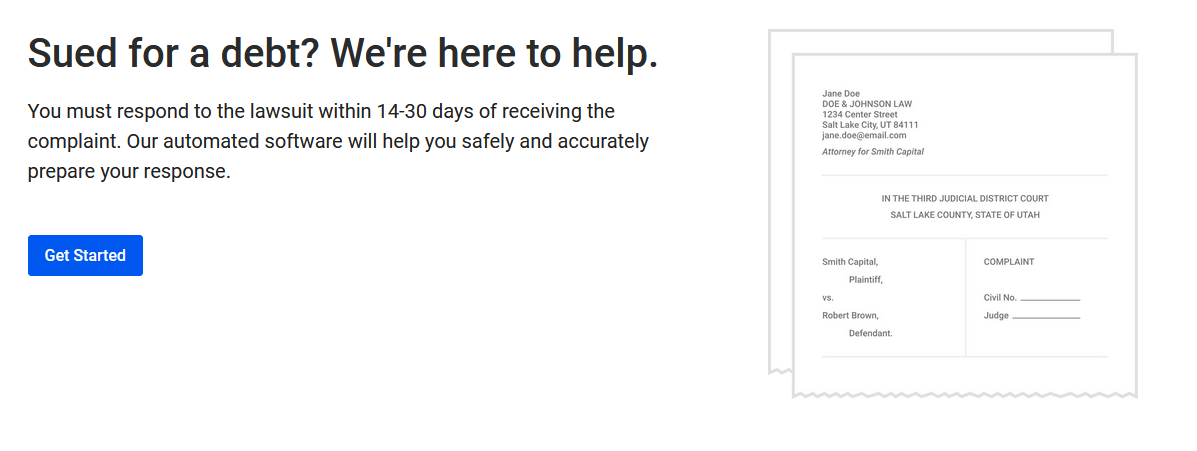 An automated program that helps prepare your Answer to complaint
